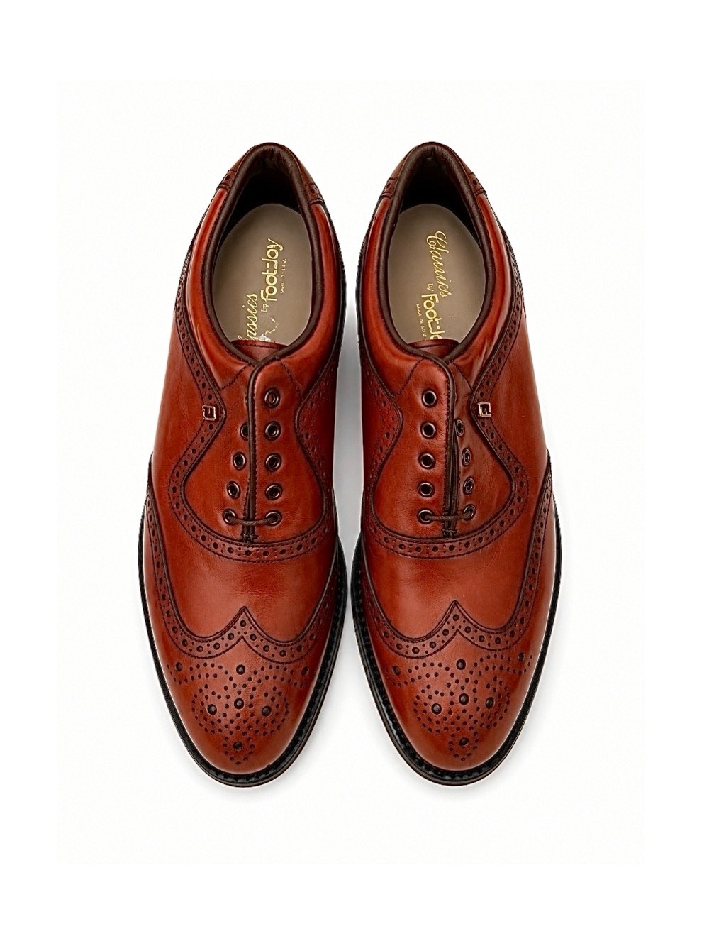 FootJoy Classics Golf Shoes | Calfskin Leather Cognac Wingtip | Men’s Size 10D